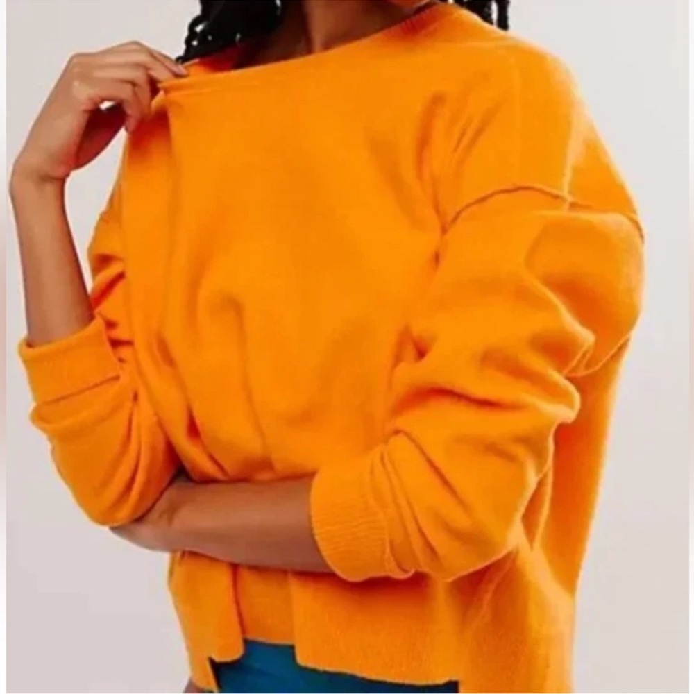 NWT FREE PEOPLE Luna Pullover sweater in Marigold $148 Sz S